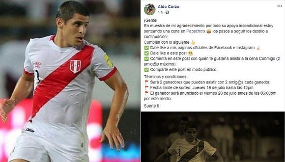 Aldo Corzo sortea cena para los seguidores de la Selección peruana