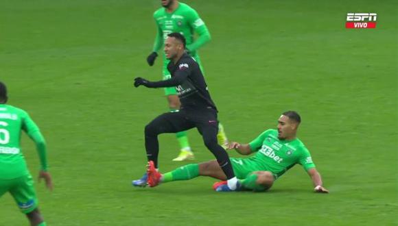 Neymar sufrió una lesión en el PSG vs. Saint-Etienne de Ligue 1. (Fuente: ESPN)